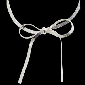 Silver Tone Adjustable Bow Necklace